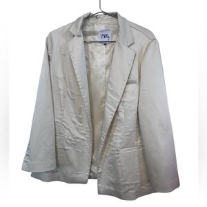 ZARA High End Shiny Cream Women’s XS OVERSIZED Blazer Jacket